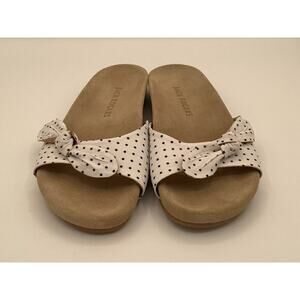 Jack Rogers White Polka Dot Knot Slide Sandals
